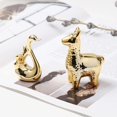 thumbnail image 4 of Figuritas pequeñas de animales de cerámica galvanizadas de oro, Cisne, Alpaca, perro, gato, conejo, zorro, ciervo, decoración de escritorio del hogar de porcelana, 4 of 4