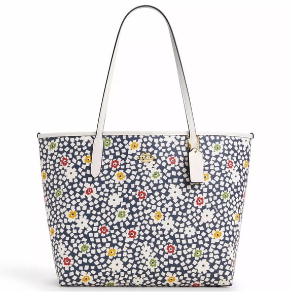 Coach Women’s City Large Tote Bag with Floral Print (Blue Multi)