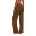thumbnail image 4 of Wutalume Women's Casual Lightweight Linen Pants - with Drawstring Waist and Pockets, Loose Trousers for Summer, Beach, Travel, Breathable Airy Fabric, Perfect Summer Pants for Women,Brown 2XL, 4 of 7