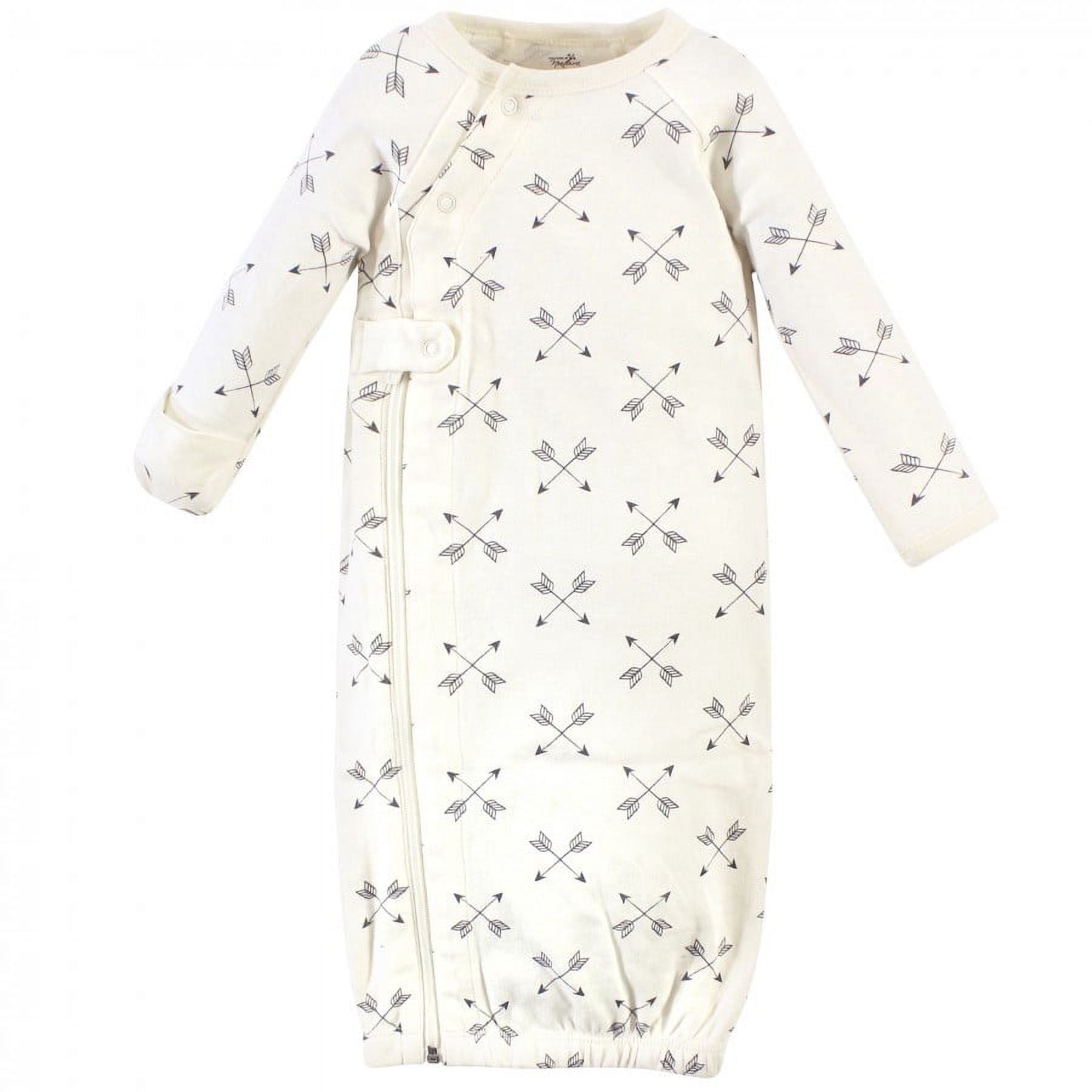 Touched by Nature Baby Boy Organic Cotton Zipper Long-Sleeve Gowns 3pk, Orange Fox, Preemie