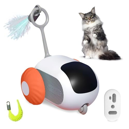 Remote Control Smart Electric Cat Toy,Interactive Cat Toys for Indoor Cats,Gravity Automatic Mobile Car Toy,Cat Mouse Toys,Moving Cat Toy,USB Rechargeable (Orange)