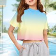 thumbnail image 2 of Lumtrix Crop Tops for Teen Girls Cute Short Sleeve Gradient Summer T Shirt Crewneck Fashion Shirts Tee Beige 130, 2 of 5