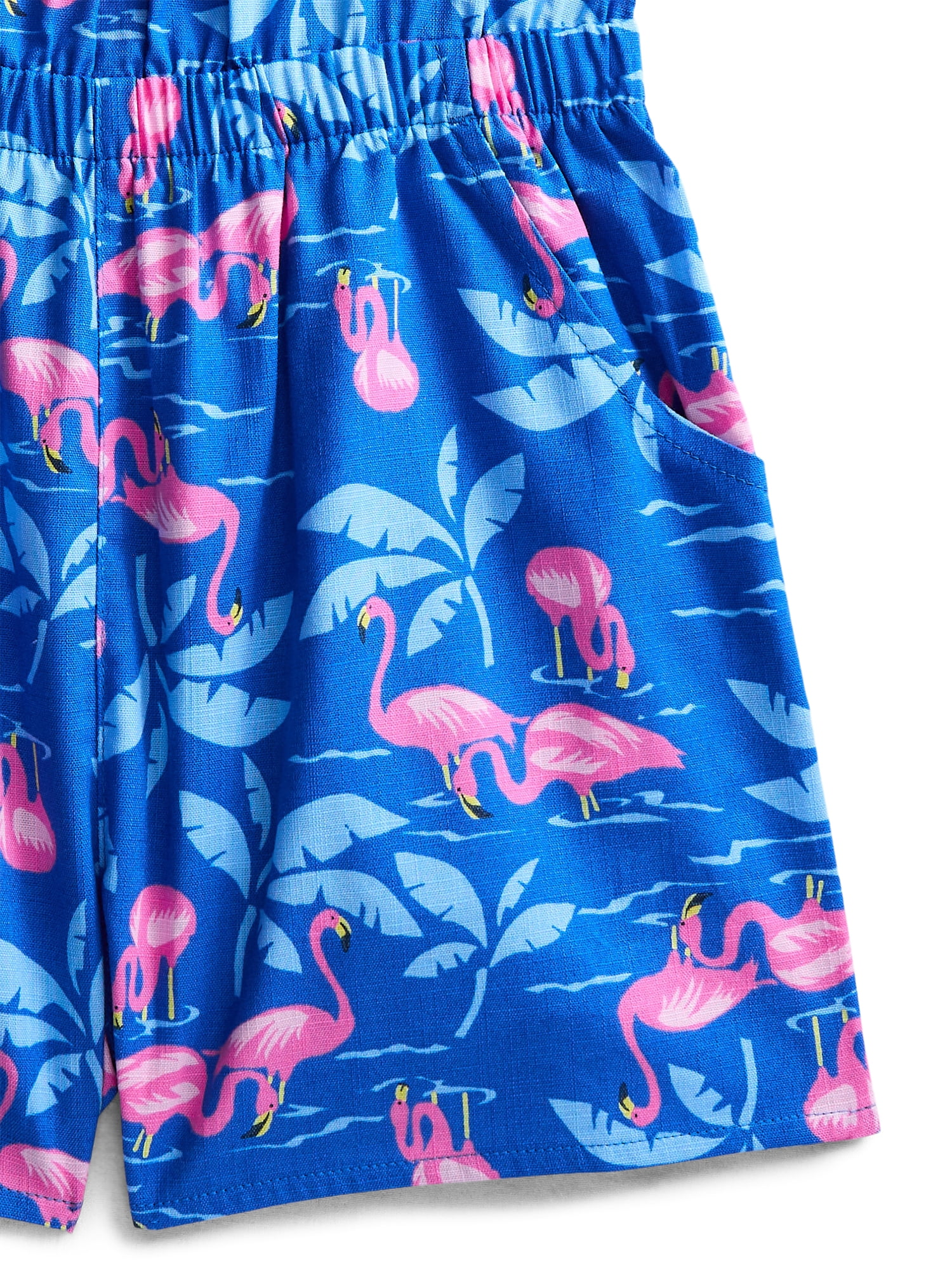 Wonder Nation Girls Elastic Back Romper, Sizes 4-18 & Plus