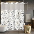 thumbnail image 5 of Gray Leaves No Hooks Shower Curtain with Snap-in Liner Watercolor Leaf Farmhouse Vintage Style Shower Curtains for Bathroom, Waterproof, Easy Install, Washable 72"x72", 5 of 9