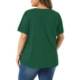 thumbnail image 4 of DARING DIVA Women's Plus  Crew Neck Pleated Casual Crew Neck Tunic Blouse 1X Dark Green, 4 of 6