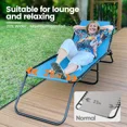 thumbnail image 2 of KING BIRD Outdoor Folding Chaise Lounge Chair, Portable Reclining Camping Tanning Chair with Headrest for Beach Patio, Blue, 2 of 8