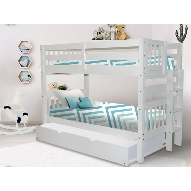 Bedz King Bunk Beds Twin Over, White Bunk Bed With Trundle