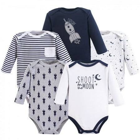 UPC: 0660168921069 | Yoga Sprout Baby Boy Cotton Long-Sleeve Bodysuits 5pk  Moon  0-3 Months