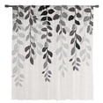 thumbnail image 2 of Grey Ombre Botanical Semi Sheer Curtains Drapes for Living Room,Bedroom,French Doors Window 96 Inches Long,Watercolor Gray Pastoral Leaf Rustic Rod Pocket Chiffon Curtain Drapery Voile Drape Panel, 2 of 6