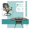 thumbnail image 2 of MEETWARM Outdoor 9-Piece Patio Dining Set, All-Weather Cast Aluminum Patio Conversation Set- 8 Cushioned Swivel Rocker, 61" Round Patio Dining Table w/Detachable Lazy Susan/Umbrella Hole, Dark Bronze, 2 of 9