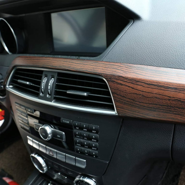 TINKI ABS Pine Wood Grain Car Center Console Dashboard Cover Panel