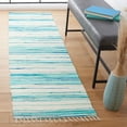 thumbnail image 3 of SAFAVIEH Rag Benton Striped Cotton Runner Rug, Ivory/Green, 2'3" x 7', 3 of 9