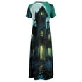 thumbnail image 4 of 2024 Haunted Mansion Dress Halloween Print Elegant Maxi Dress Short Sleeve Aesthetic Bohemia Long Dresses Woman Oversized Clothing, 4 of 6