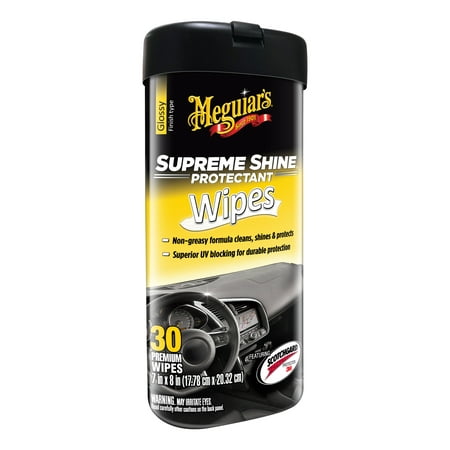 Meguiar's Supreme Shine Protectant Interior Cleaner Wipes, G4000, 30 Wipes