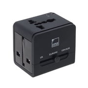 Global Adapter with Dual USB Charger, Black