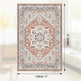 thumbnail image 3 of 4'x6' Area Rugs, Machine Washable Non Slip Area Rug for Living Room, Soft Low Pile Vintage Print Pattern Indoor Bedroom Thin Carpet, Brick Red, 3 of 6
