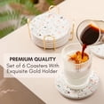 thumbnail image 7 of ACDANC Terrazzo Drink Absorbent Coasters with Holder Set of 6,Ceramic Coaster for Drinks,Coffee Table Decor,Water Absorbing Stone Coaster for Drinks (Marble), 7 of 7