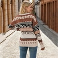 thumbnail image 5 of larppty Sweater for Women Fair Isle Fall Vintage Casual Loose Long Sleeve Crewneck Knitted Jumper Sweated Tops (Khaki, S), 5 of 9