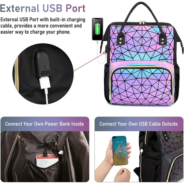 LOVEVOOK Geometric Luminous Purses and Handbags for Women Holographic  Reflective Crossbody Bag Wallet
