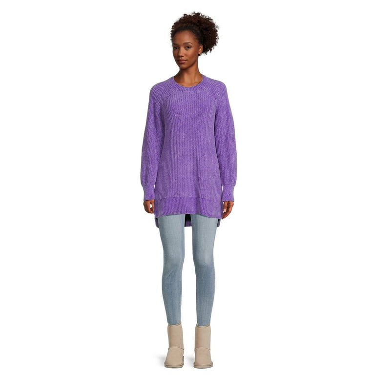 Time and Tru Women's Chenille Crew Neck Tunic Sweater, Midweight