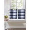 thumbnail image 3 of Half Window Curtains 24 Inches Long, Navy Blue Check Window Treatment Curtain Drapes, Farmhouse Buffalo Plaid Blue Short Curtains Tiers for Kitchen Over Sink, 27.5"x24", 2 Panels, 3 of 7