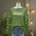 thumbnail image 5 of Busydd Christmas Sweatshirts for Women Trendy Merry Christmas Crewneck Sweatshirts Women Casual Loose Pleated Long Sleeve Tops for Women L, 5 of 7