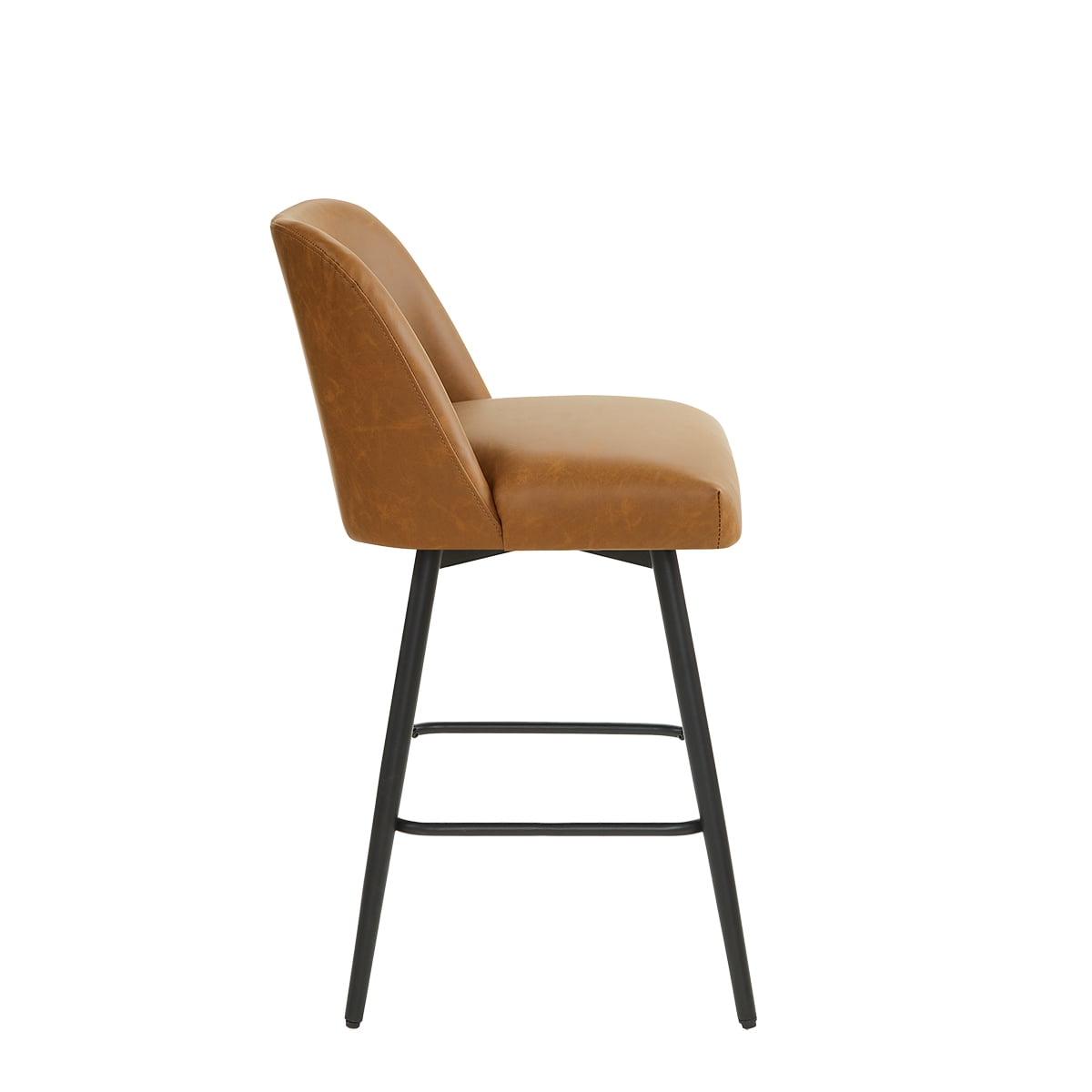 L'AGRATY Modern Bar Stools Set of 4, 26" High-Back Counter Stools, Faux Leather Upholstery, for Kitchen Island, Home Bar, Brown