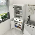 thumbnail image 2 of Resenkos 71" Kitchen Pantry Storage Cabinet with 4 Doors, Drawer, 2 Adjustable Shelves, Storage Cabinet for Dining Room Living Room, Laundry-White, 2 of 10