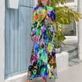 thumbnail image 4 of Colorful Tie Dye Print Dress High Neck Graffiti Carnival Beach Dresses Long Sleeve Korean Fashion Long Maxi Dress Modern Clothes, 4 of 5