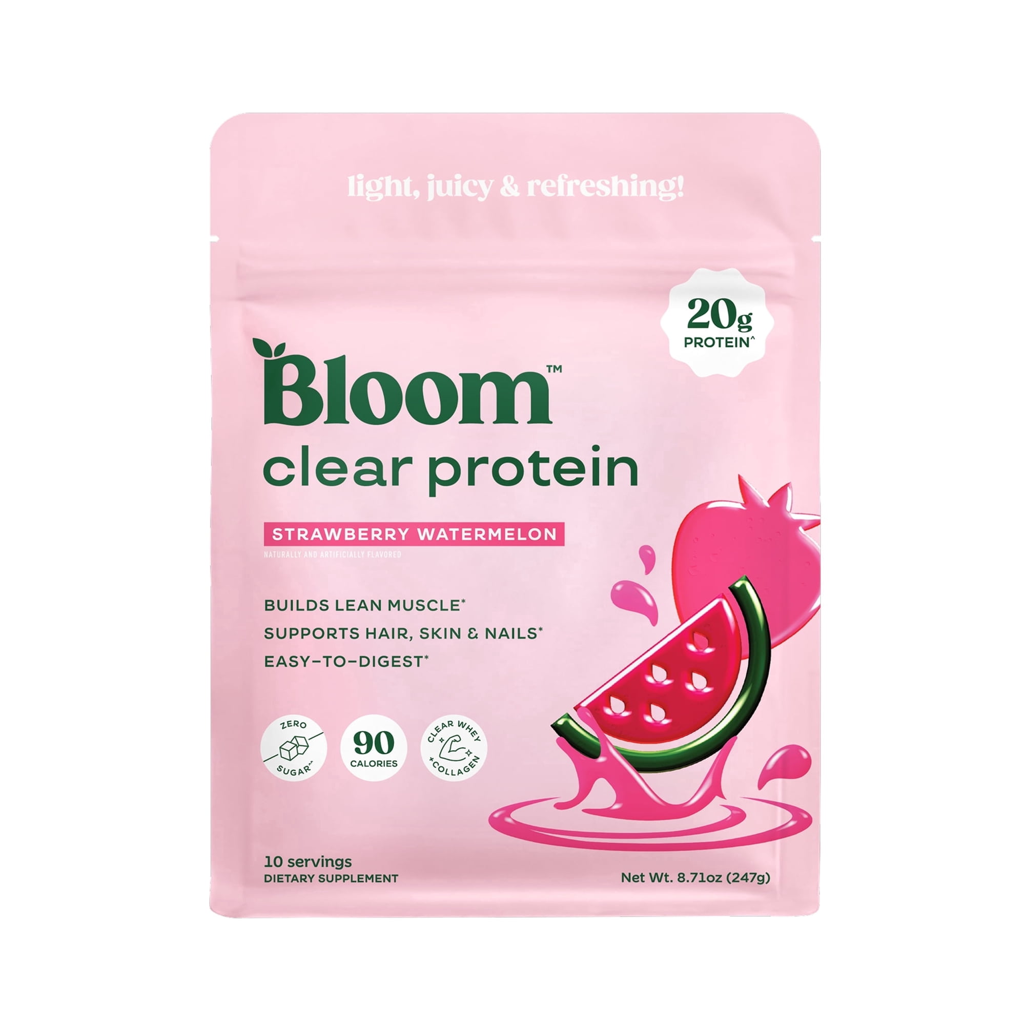 Bloom Nutrition Clear Protein, Strawberry Watermelon, 10 Servings