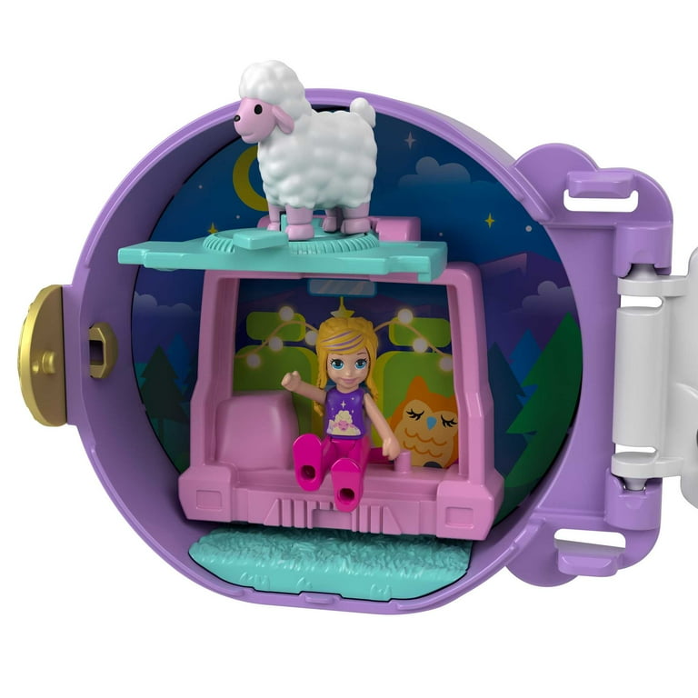 Polly Pocket Flip & Find Cat Compact, Travel Toy with Micro Polly Doll &  Pet Cat