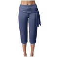 thumbnail image 2 of TTUHYWXI Capri Pants for Women Stretch Tummy Control High Waist Workout Yoga Pants Soft Comfy Lounge Pant Casual Capris Slacks (Navy, M), 2 of 5