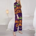 thumbnail image 4 of Disketp Pajamas Set Long Sleeve Sleepwear Womens Button Down Nightwear Pj Sets-Mardi Gras2, 4 of 9