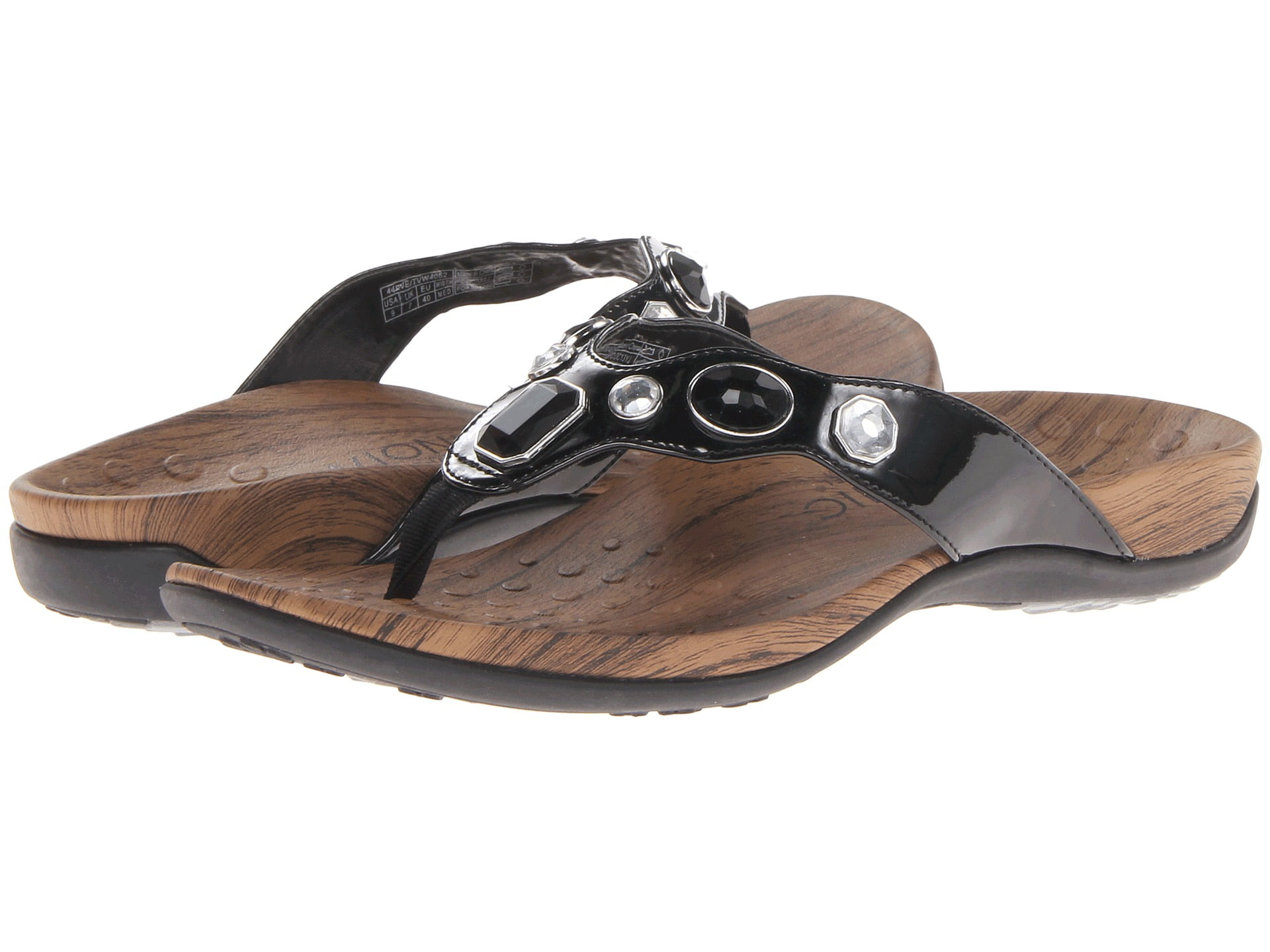 vionic black patent sandals