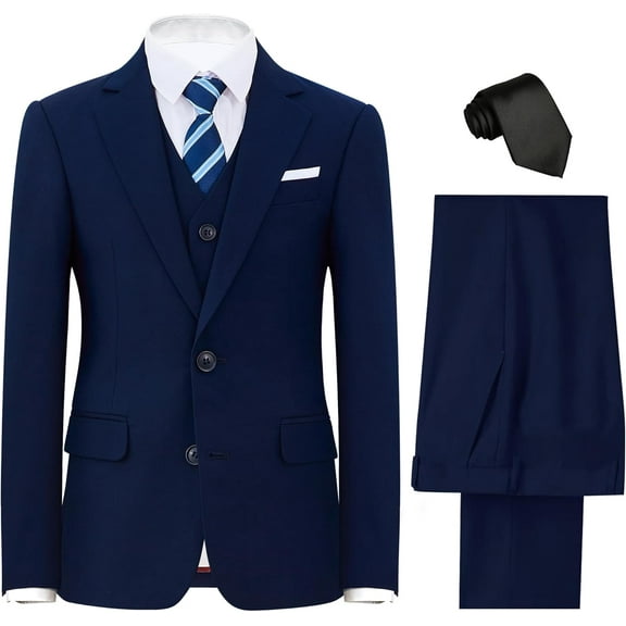 Boys' Formal Suit Set, with Suspenders, Double Vents, Adjustable Waist