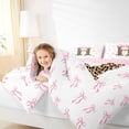 thumbnail image 3 of Erosebridal Letter H Monogrammed Full Size Comforter Sets,Pink Girly Bowknot Bedding Sets For Leopard Print Lovers, Reversible 3pcs, 3 of 7