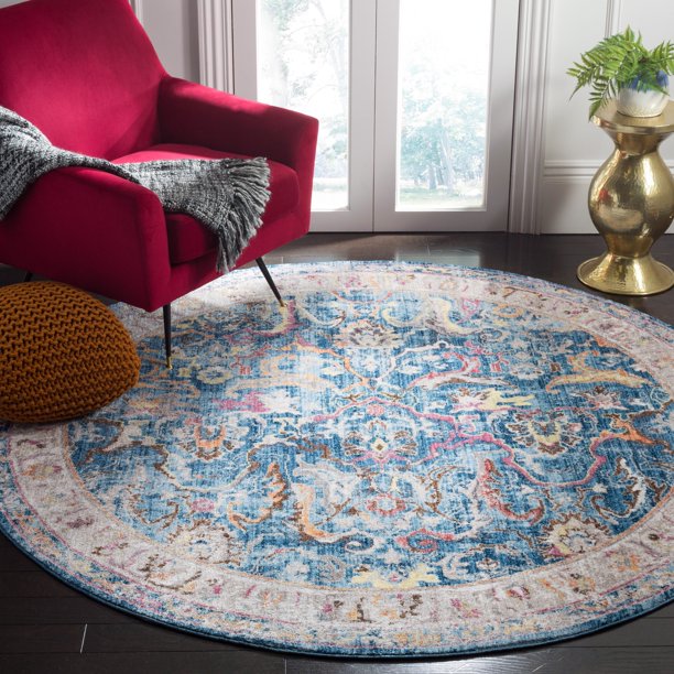 Safavieh Bristol BTL357C Blue, Light Grey 7' Round Rug
