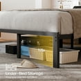 thumbnail image 6 of OLEVS Twin Bed Frame with Upholstered Headboard, LED Lighting, USB Charger, Power Outlet, No Box Spring Needed, 6 of 7