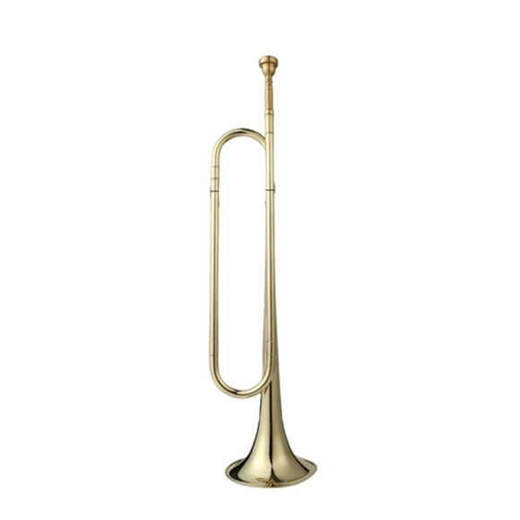 Bunblic Clairon Cavalerie Trompette avec Embouchure Clairon Soufflant Trompette de Repérage Clairon pour Cavalerie Fanfare Performance sur Scène Débutant Adultes Or Sib 7C