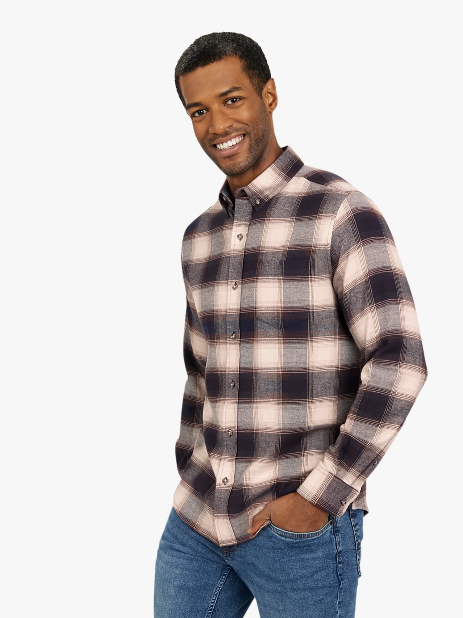 Chaps Men's and Big Men's Comfort Stretch Flannel Shirt, Sizes S-2XL