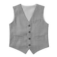thumbnail image 6 of Boy's Formal Suit Vest Solid Dress Waistcoat Vest with Pockets for Wedding Pageant and Performance Elegant Sleeveless with Adjustable Back, Size 3-17 Years,Color:Grey,13-14 Years, 6 of 7