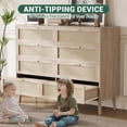 thumbnail image 4 of M optimized 8 Drawer Double Dresser Rattan Chest of Dressers, Modern Wooden Dresser Chest, Mid Century Modern Dresser for Closet with Handles, Beside Table for Bedroom Closet Living Room Entryway, 4 of 9