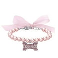 thumbnail image 2 of Pet Bow Pearl Necklace Diamond Crystal Dog Pearl Necklace Collars with Bling Rhinestones Dog Cat Jewelry Set Wedding Collar for Puppy Pets - Pink,S, 2 of 8