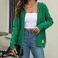 thumbnail image 6 of Pxxlle Knit Hoodie Sweater for Women Zip Up Sweatshirts Casual Long Sleeve Hooded Sweatshirt Solid Color Fall Winter Hooded Sweaters Green M, 6 of 9