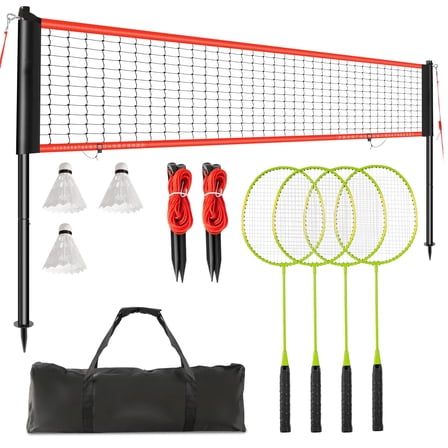Outdoor Badminton Net Set with Anti-Sag Winch System