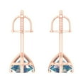 thumbnail image 4 of 2 Ct Round Cut Studs Blue Moissanite 14K Rose Solid Solid Gold Everyday Dainty Earrings Screw Back, 4 of 7