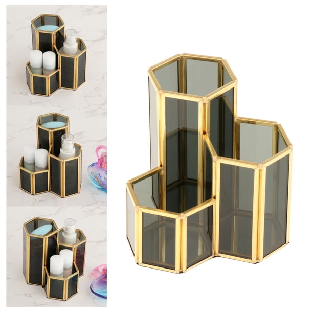 Organizador de maquillaje Soledad caja organizadora de almacenamiento Negro Soporte para brochas de maquillaje