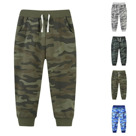 DGXTA Clearance Boys Cotton Camouflage Sweatpants Elastic Waist with Drawstring Cute Pattern Cotton Sport Jogger Pants with Pockets