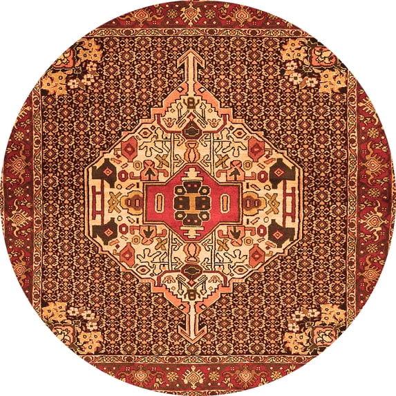 Ahgly Company Indoor Round Persian Orange Traditional Area Rugs, 3' Round