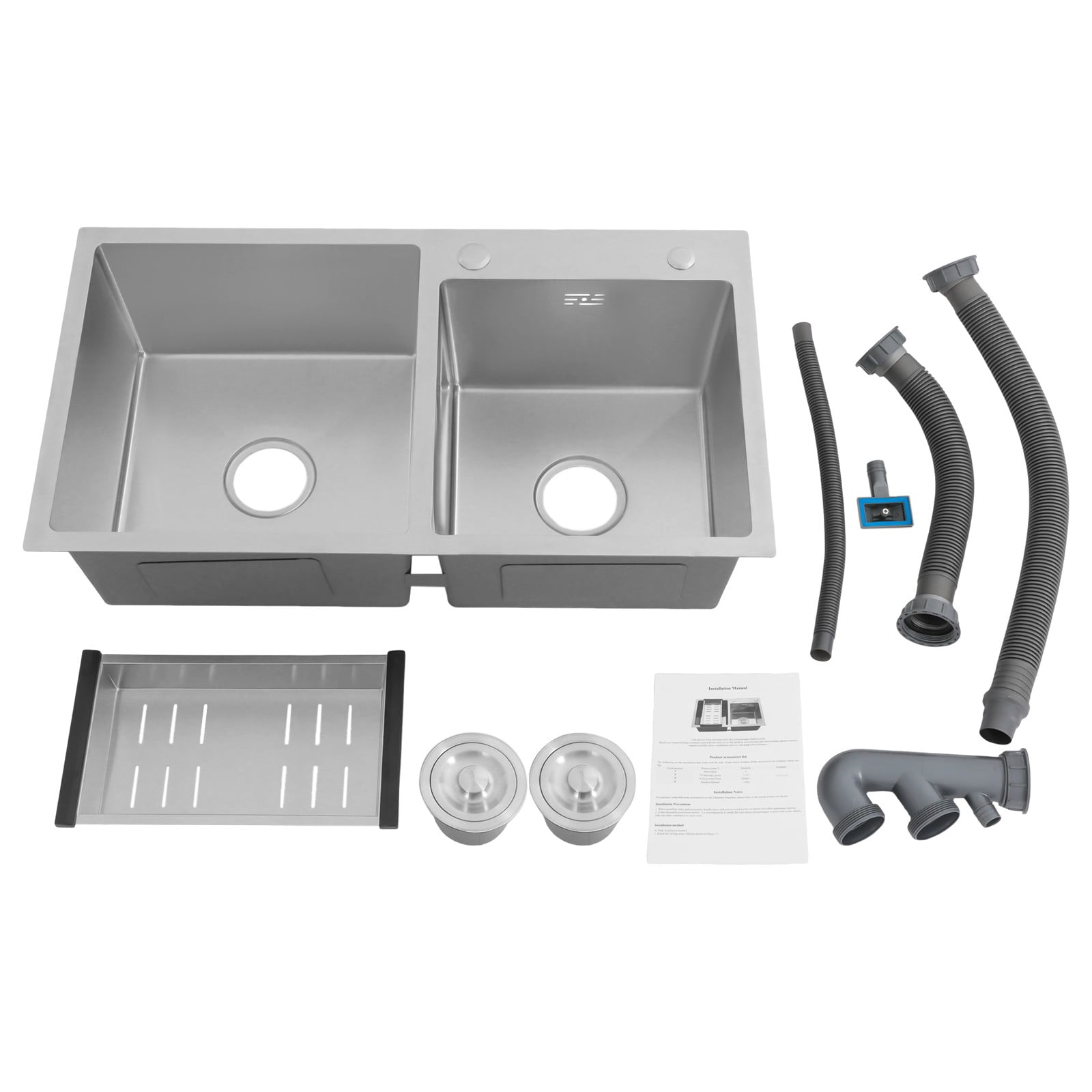 1 PCS 78*43*21cm/30.71*16.93*8.27in Stainless Steel Kitchen Sink, Double Bowl Kitchen Sink, Kitchen Sink with a Drain Basket